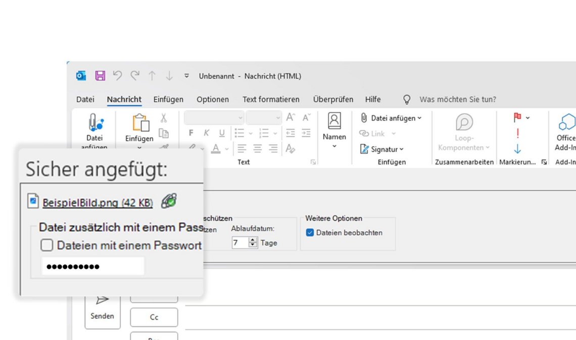 doubleSlash Business Filemanager: Mit dem Outlook AddIn Dateien mit Passwort vor dem versenden schützen