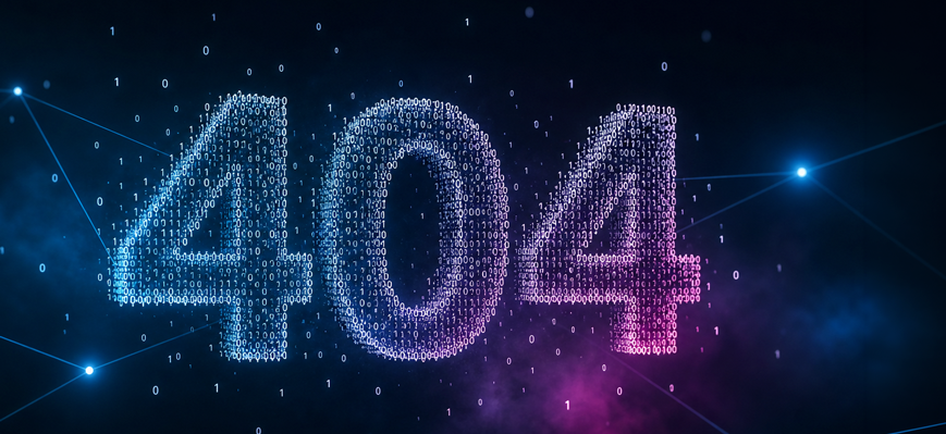 404 Zahl aus Binärcode im Universum mit Vernetzungslinien