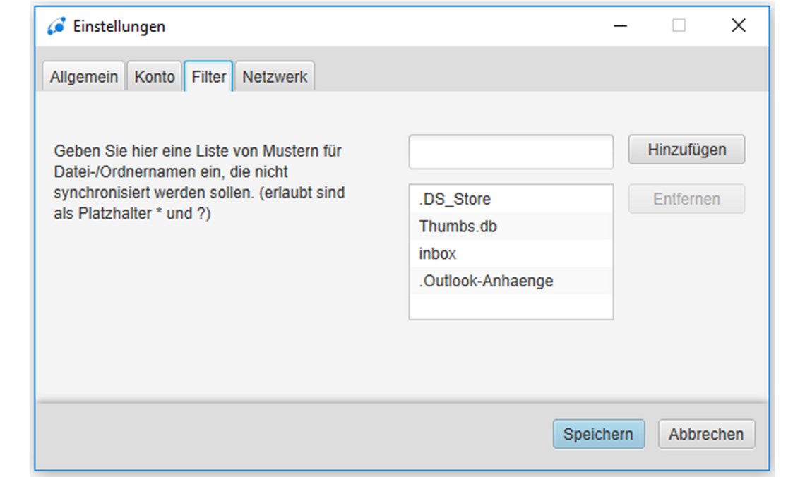 Iindividuelle Filtereinstellungen im SyncClient