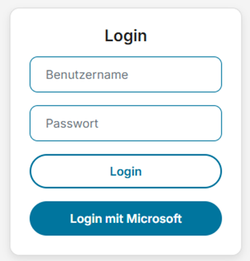 Login-Ansicht im Business Filemanager Add-In für Outlook 365 mit Benutzername, Passwort und Login mit Microsoft