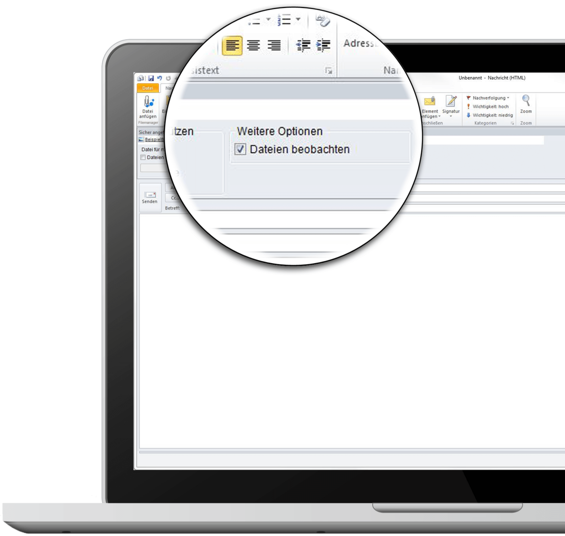 Grosse Anhaenge per Mail verschicken E-Mail mit der Cloud senden