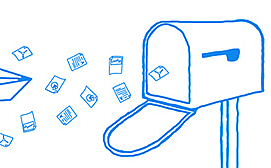Illustration eines digitalen Posteingangs für den sicheren Austausch von Dateien und Informationen