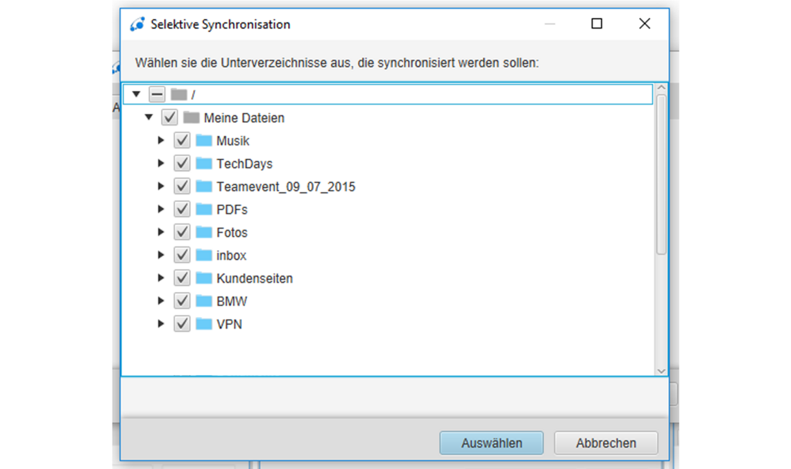 Selektive Synchronisation für Ordner mit dem SyncClient