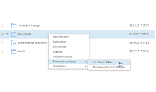 History Exporter Plugin des doubleSlash Business Filemanagers. Alle Protokolldaten einfach exportieren.
