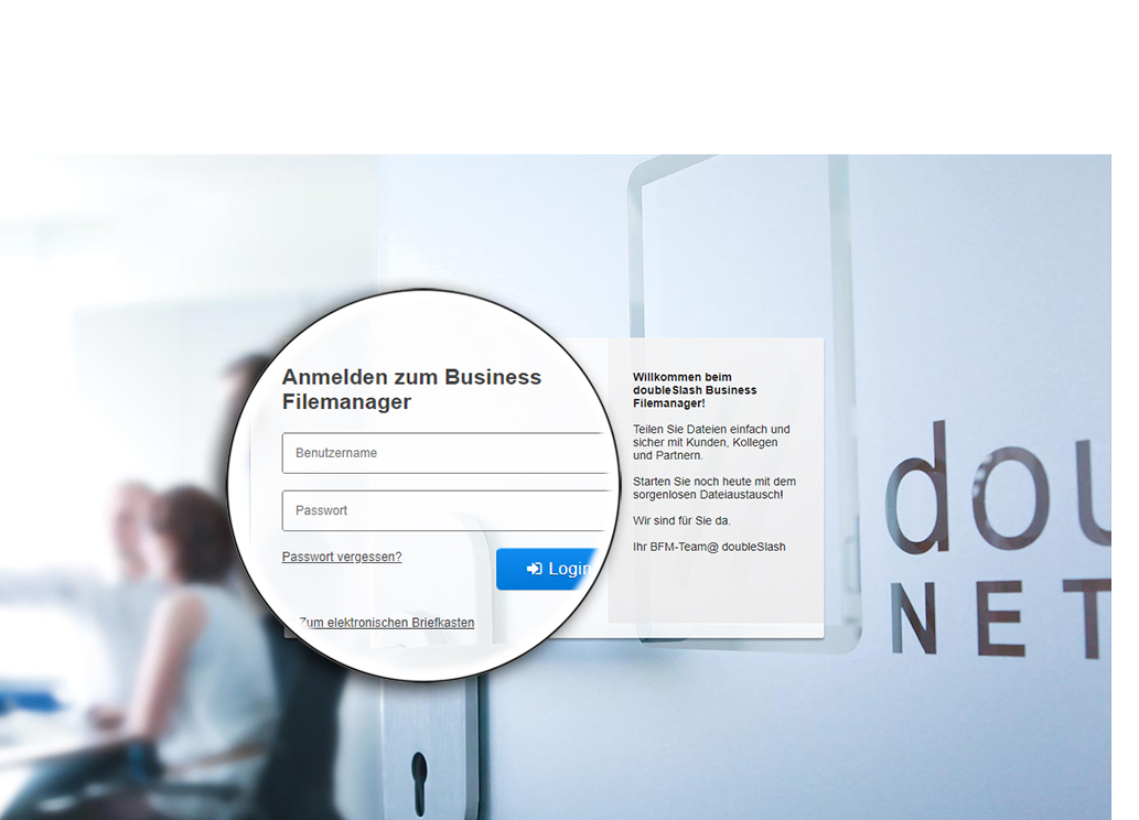 login mit lupe doubleslash