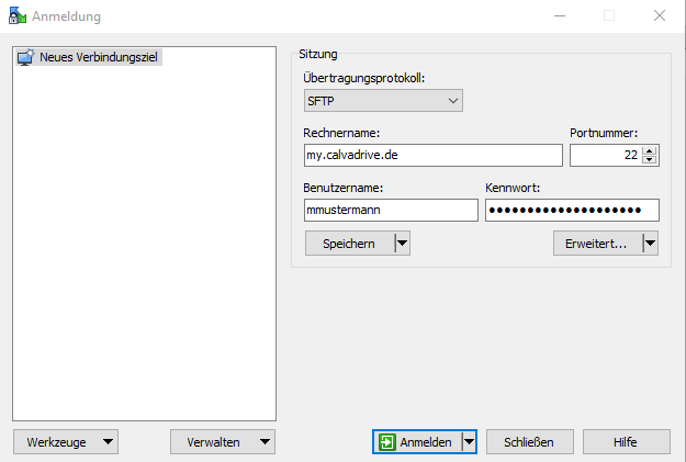 Anmeldung Business Filemanager SFTP Anmeldung Business Filemanager SFTP