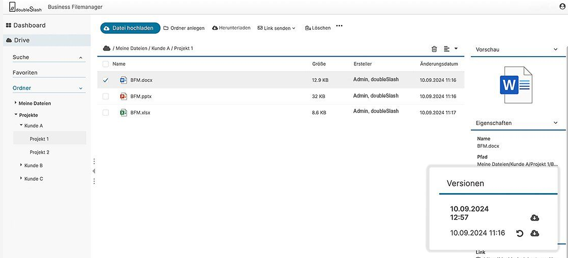 Dateien online bearbeiten und direkt im doubleSlash Business Filemanager speichern