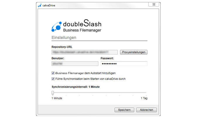 doubleSlash Business Filemanager: Einstellungen des SyncClient