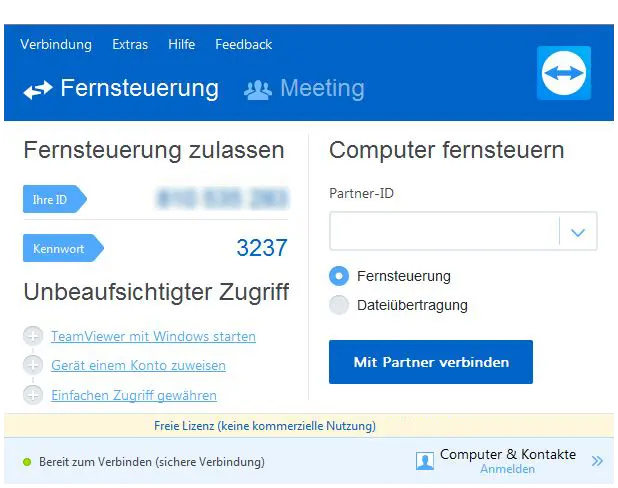 Screenshot Teamviewer Fernzugriff